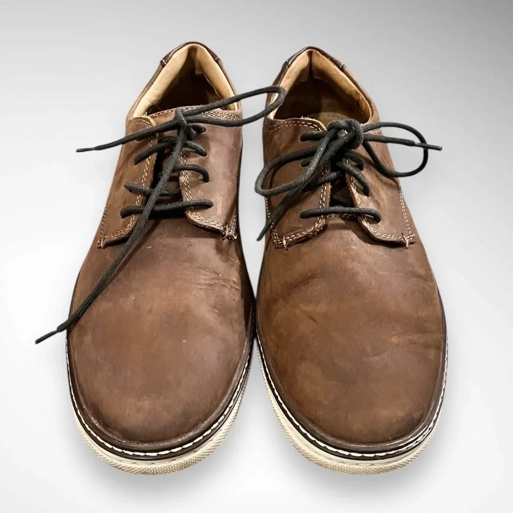 JOHNSTON & MURPHY Tan Oiled Full Grain Sheepskin McGuffey Plain‎ Derby Shoes Toe